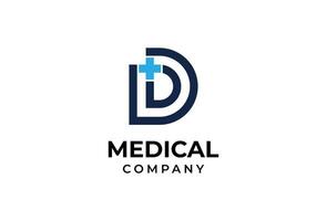 Letter D Medical Cross logo design vector