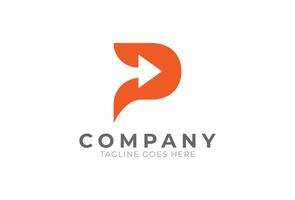 Initial P Logo, letter p with with arrow inside, Usable for Business and logistic Logos, Flat Logo Design Template, illustration vector
