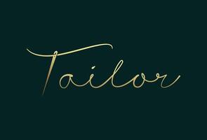 Tailor text typography logo design with hand drawn style in gold colour illustration vector