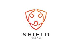 People shield logo, shield formed from the combination of three people vector