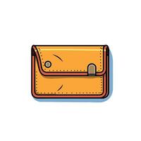 Yellow Wallet Cartoon Illustration With Button And Stitching vector