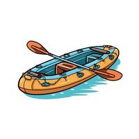 Cartoon Raft with Paddles Floating on Water Illustration vector