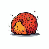 Cartoon Illustration of Red and Yellow Meteorite or Asteroid with Craters and Debris vector