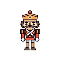 Colorful Nutcracker Soldier Icon with Orange Hat and Mustache vector