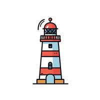 Simple Lighthouse Icon with Red and White Stripes on White Background vector