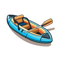 Colorful Cartoon Kayak with Paddle and Seats Illustration vector