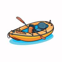 Cartoon Illustration of an Inflatable Boat with Oars vector