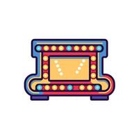 Retro Neon Marquee Sign Icon with Colorful Lights and Minimalist Design on White Background vector