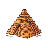 Ancient Pyramid Cartoon Illustration With Steps And Entrances vector