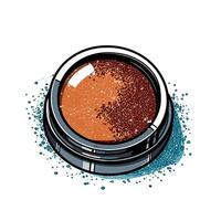 Close-up of Glittery Orange and Brown Eyeshadow in Circular Container vector