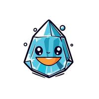 Blue Crystal Cartoon Illustration With Smiling Face And Sparkles vector