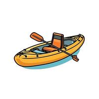 Cartoon Illustration of an Inflatable Kayak with Single Paddle vector