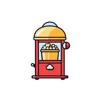 Cartoon Red and Yellow Popcorn Maker with Popcorn Container vector