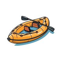 Cartoon Illustration of an Inflatable Kayak with Double Paddle vector