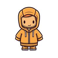 Cute Character in Yellow Hoodie Icon with Simple Design and Minimalist Details on White Background vector