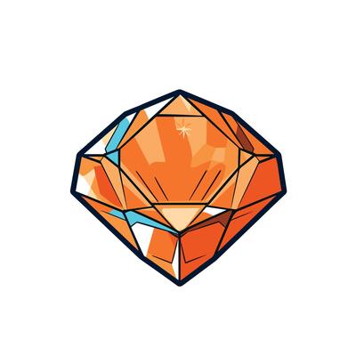 Orange Gemstone Cartoon Illustration With Facets And Highlights