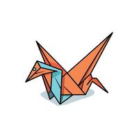 Colorful Origami Bird Icon with Orange and Blue Elements vector
