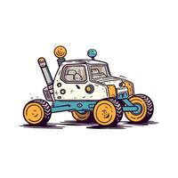 Retro Space Rover Icon with Colorful Details and Minimalist Design on White Background vector