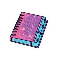 Colorful Spiral Notebook with Sparkly Cosmic Design and Stars Illustration vector