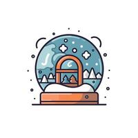 Winter Snow Globe With Mountains And Trees Scene vector