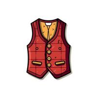 Red Vest Cartoon Illustration With Yellow Inner Lining And Buttons vector