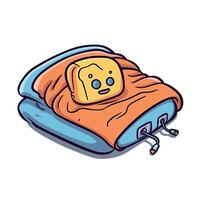 Cute Cartoon of a Cozy Bed with a Smiling Pillow vector