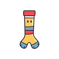 Happy Cartoon Sock With Colorful Stripes And Smile vector