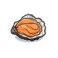 Cartoon Oyster Icon with Open Shell and Orange Flesh vector