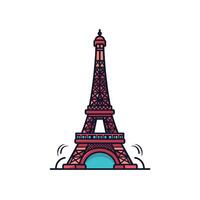 Vibrant Cartoon of Eiffel Tower with Dynamic Elements vector
