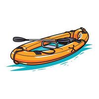 Cartoon Illustration of an Inflatable Kayak with Paddle vector