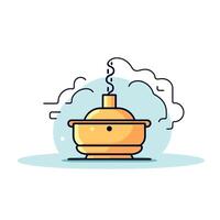 Minimalistic Line Art Illustration of a Smoking Incense Burner vector