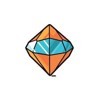 Cartoon diamond illustration, isolated on white background, colorful and stylized design vector