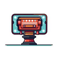 Retro Neon Camera Icon with Colorful Details and Minimalist Design on White Background vector