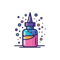 Whimsical Magic Potion Bottle with Bubbles and Floating Elements vector