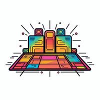 Modern digital globe illustration on a colorful grid background, representing technology and connectivity vector