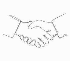 One continuous line of handshake. vector