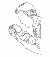 Continuous one line drawing parent with child. vector