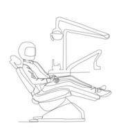 Continuous one line art of a dentists day simple. vector