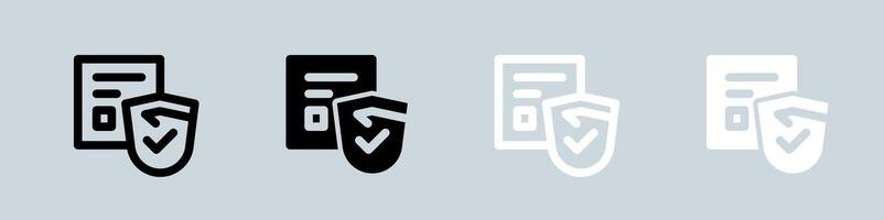 Secure connection icon set in black and white. Network signs illustration. vector