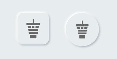 Control tower solid icon in neomorphic design style. Terminal signs illustration. vector