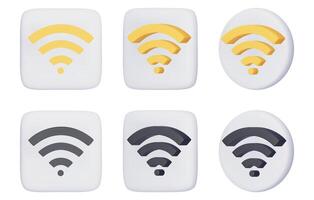 3D Wi Fi symbol. Realistic Wireless network, connection and network sign. 3D render, Yellow and black illustrations isolated on a white background vector