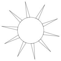A fun coloring page with a sunburst design featuring elongated pointed triangle rays. Perfect for kids summertime activities and creative projects. vector