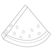 Outline of a watermelon quarter coloring page for summer fun. Perfect for kids and adults to enjoy a healthy and creative activity. vector