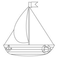 Simple outline of a sailboat for coloring page activities. Perfect for kids and educational projects. vector