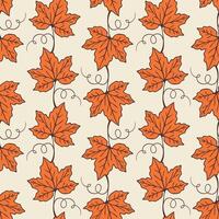 Autumn pattern with leaves grape, orange colors. vector