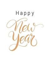 Happy New Year calligraphic text for decoration and design of holiday and congratulations, isolated on white background. vector