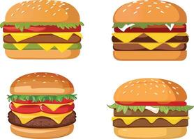 Collection of cheese burger illustration isolated vector