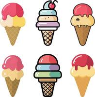 Collection of ice cream set illustration isolated vector