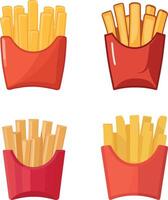 Collection of French fries illustration isolated on white background set vector