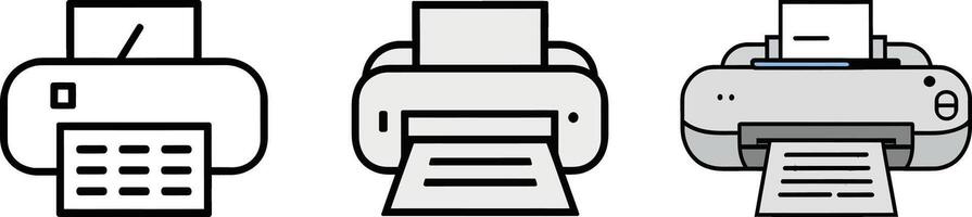 Collection of home and office printer flat illustration isolated icon for web design vector